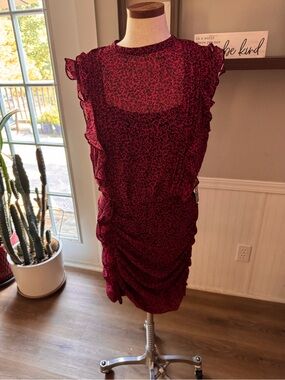 Express Burgundy Red Ruffled Sleeveless Mini Dress